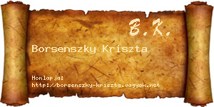 Borsenszky Kriszta névjegykártya